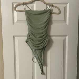 SHEIN Sage Green Ruched Bodysuit